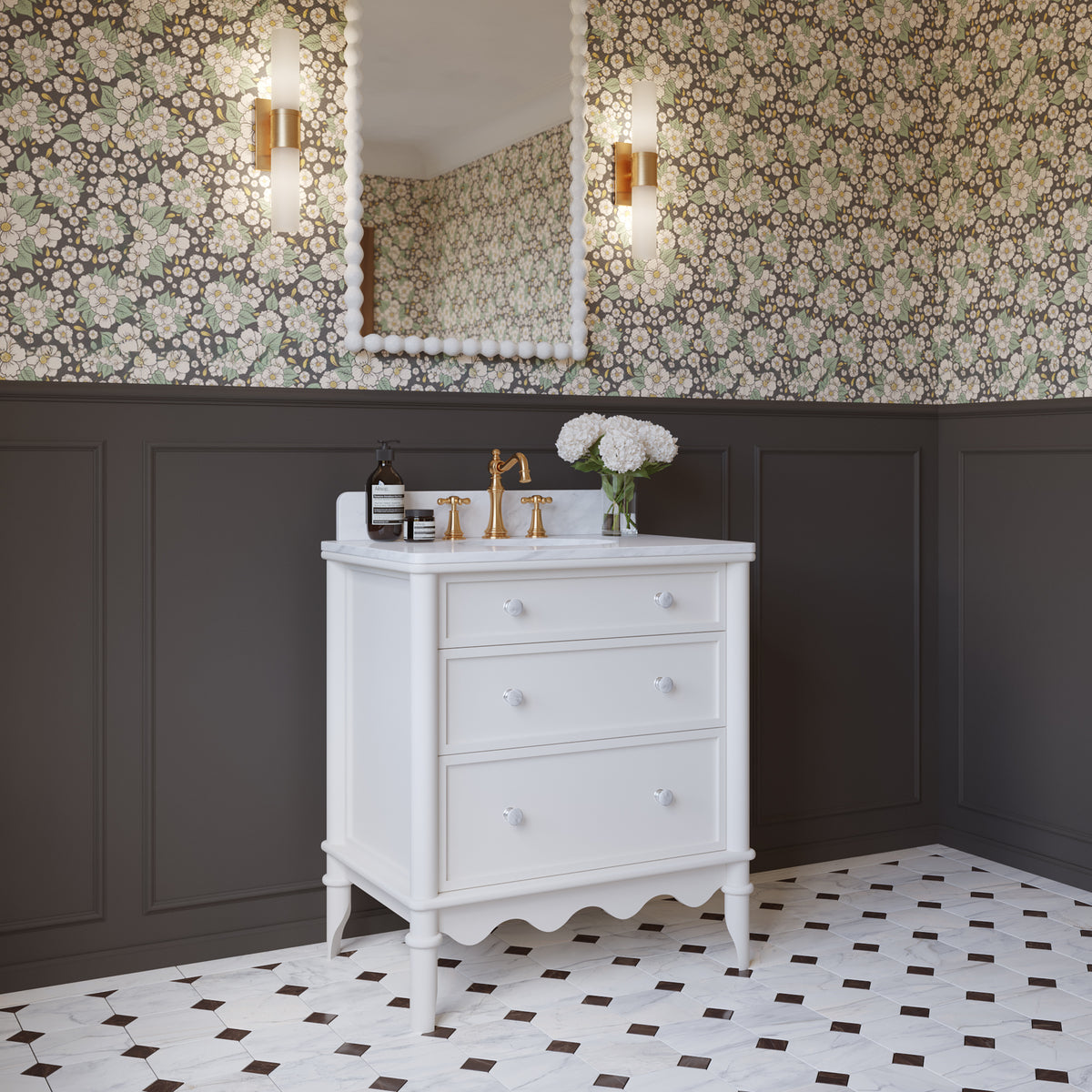 Juliette 30" Bathroom Vanity in Blanc White with Engineered Marble Countertop
