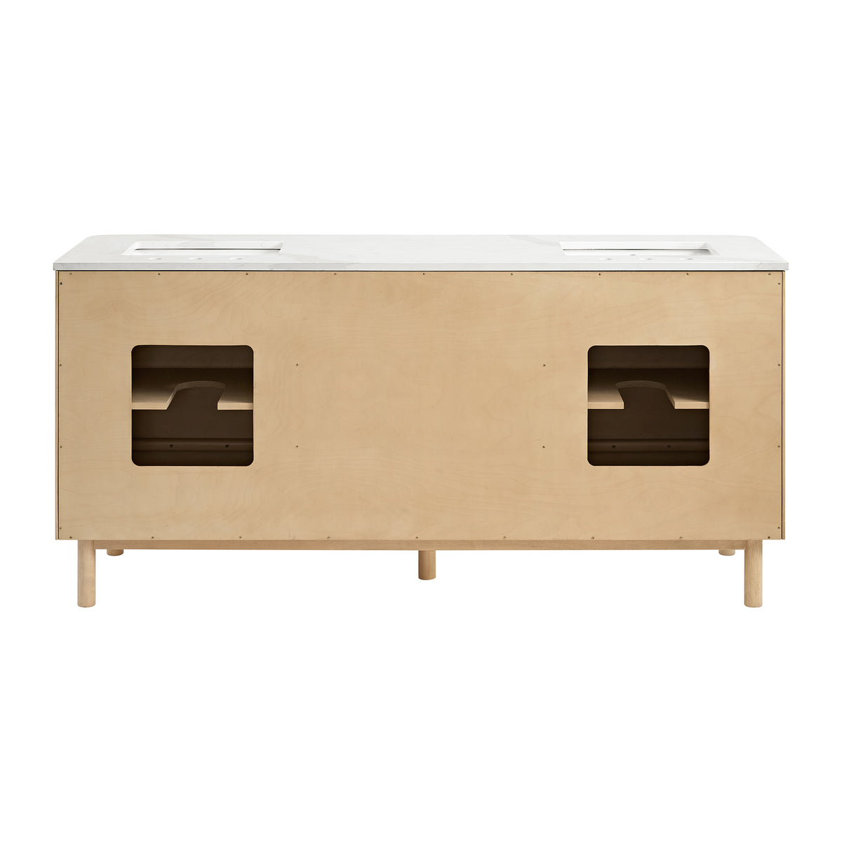 Havana 72" Double Bathroom Vanity in Nordic Reeded Birch | Calacatta Gold Quartz