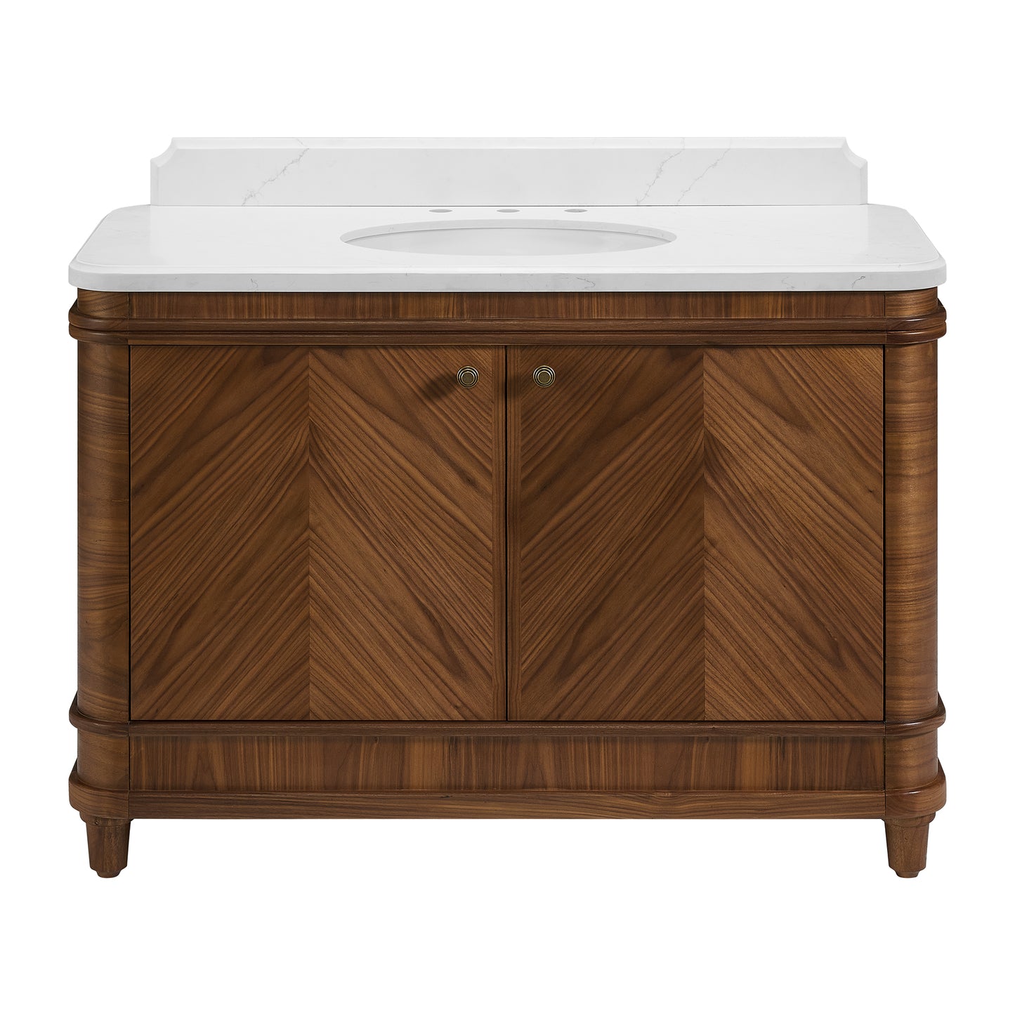 Tamara 48" Single Bathroom Vanity in Chevron Walnut and Statuario Quartz