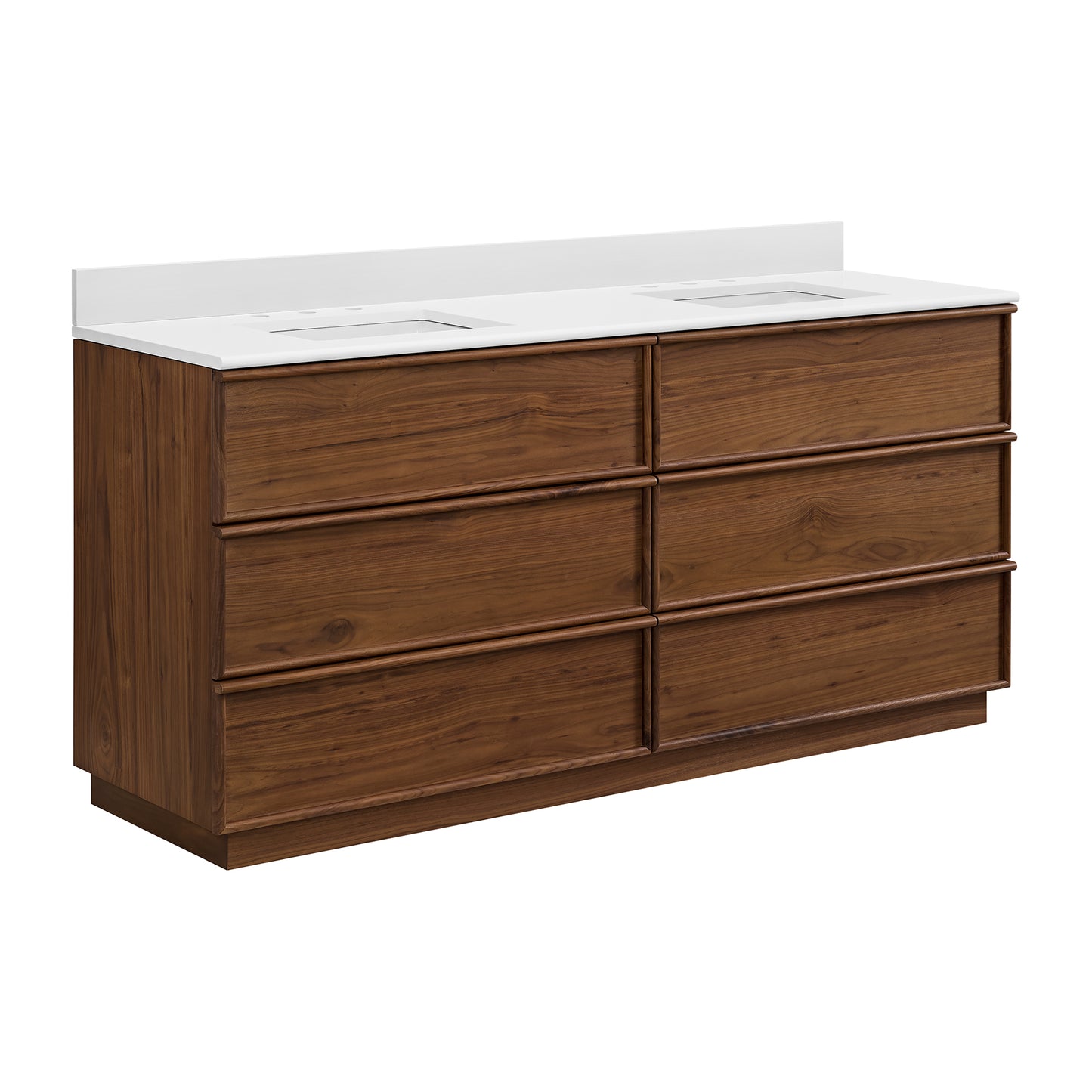 Cooper 72" Double Sink Bathroom Vanity in Natural Walnut with Quartz Top
