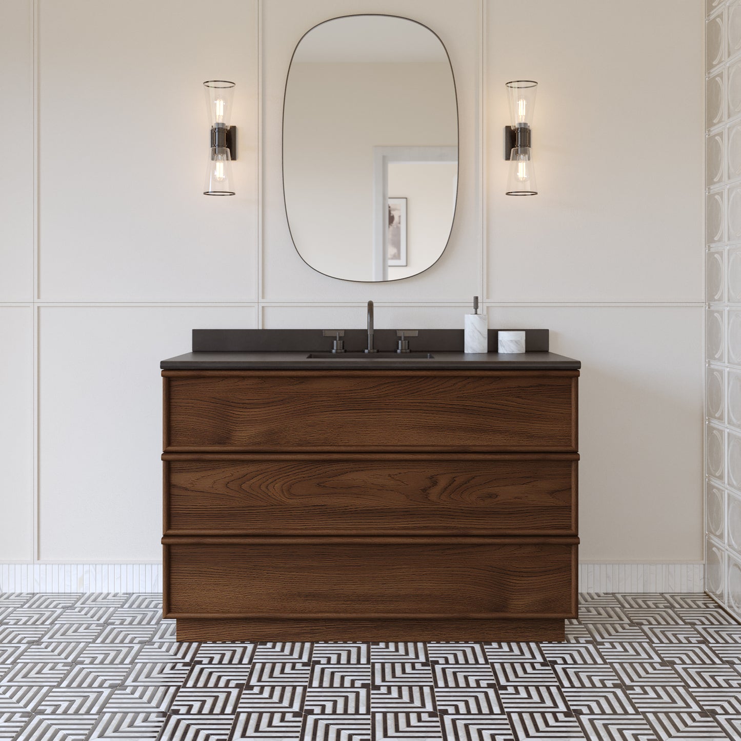 Cooper 48" Single Sink Bathroom Vanity in Natural Walnut with Quartz Top