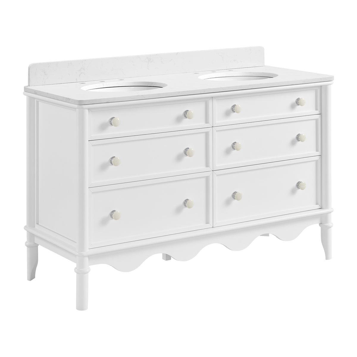 Juliette 54"W x 22"D Double Sink Bathroom Vanity with Cultured Marble Top