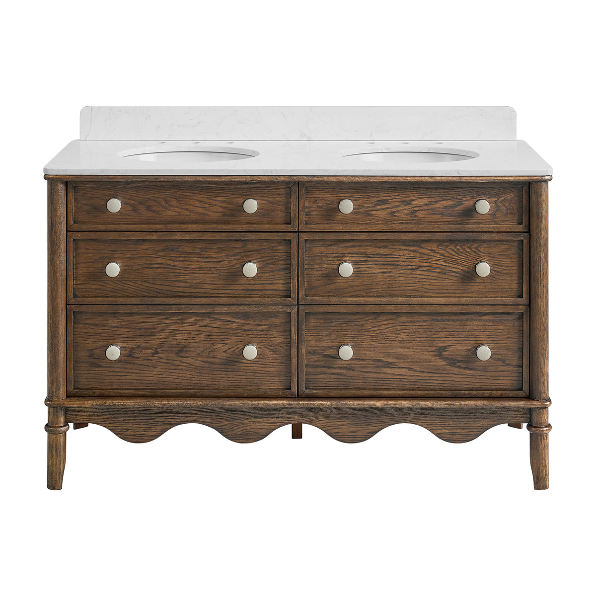 Juliette 54" Bathroom Vanity in Enhanced Brown Oak | Cultured Marble Countertop