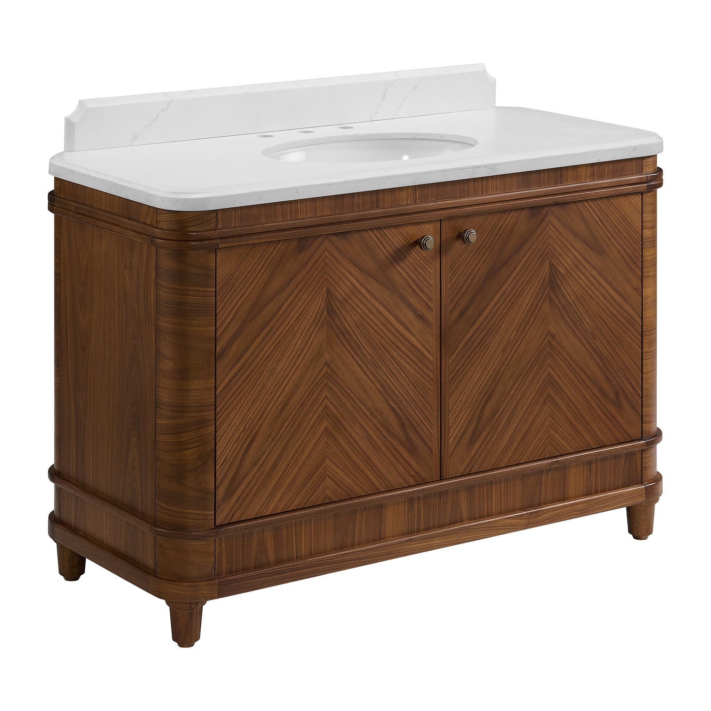 Tamara 48" Single Bathroom Vanity in Chevron Walnut and Statuario Quartz