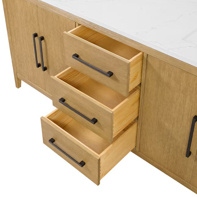 Bergen 72" Double Bathroom Vanity with White Statuario Quartz Top