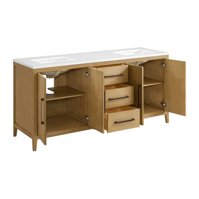 Bergen 72" Double Bathroom Vanity with White Statuario Quartz Top