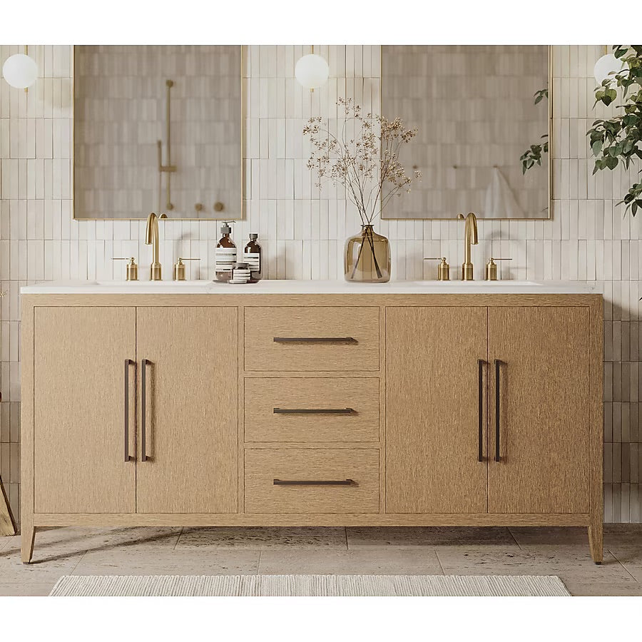 Bergen 72" Double Bathroom Vanity with White Statuario Quartz Top