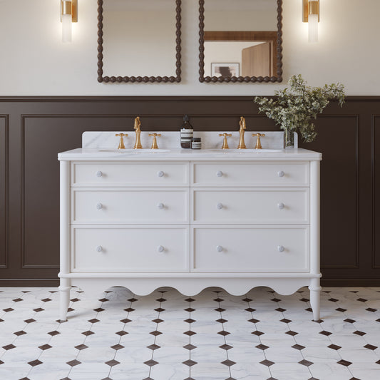 Juliette 54"W x 22"D Double Sink Bathroom Vanity with Cultured Marble Top