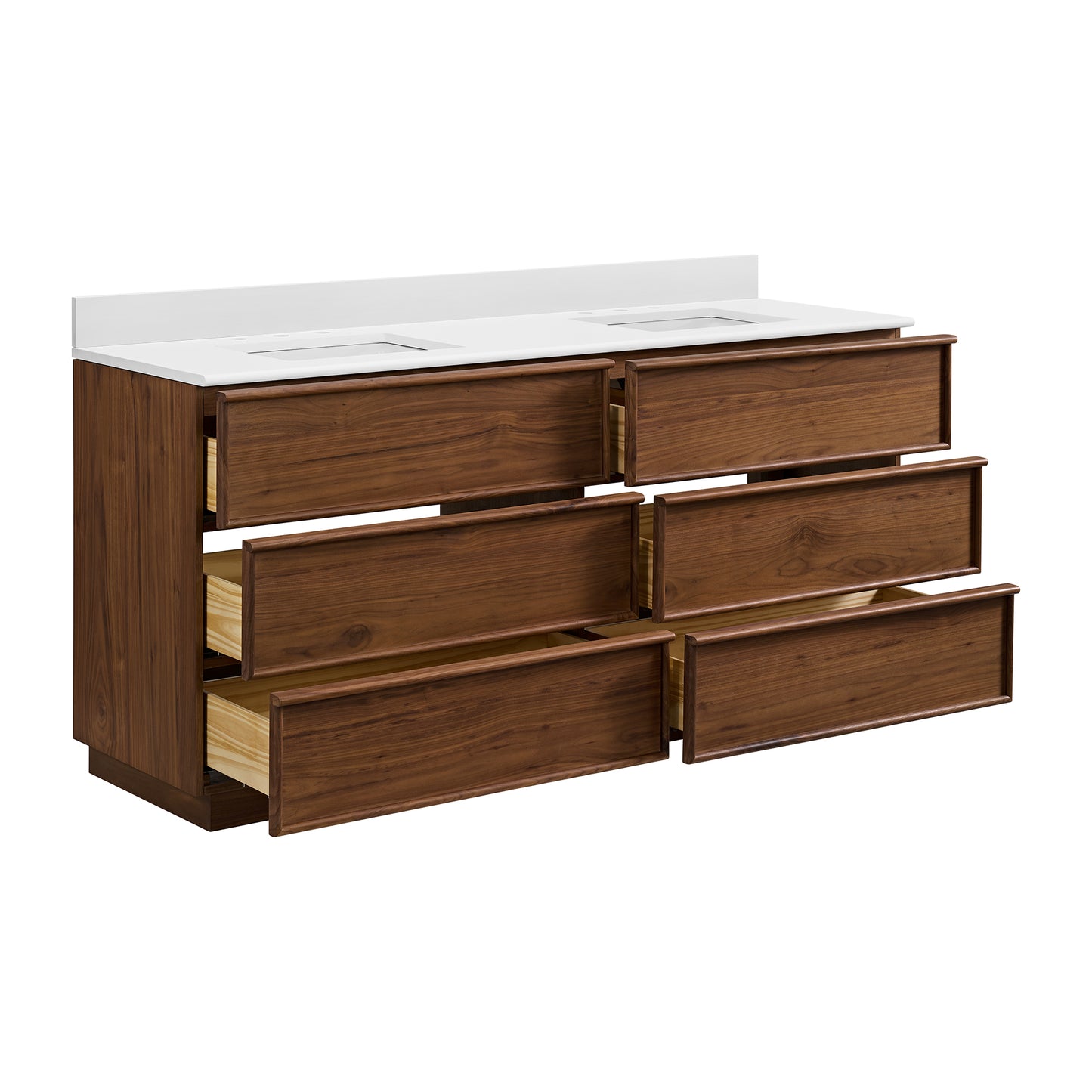 Cooper 72" Double Sink Bathroom Vanity in Natural Walnut with Quartz Top