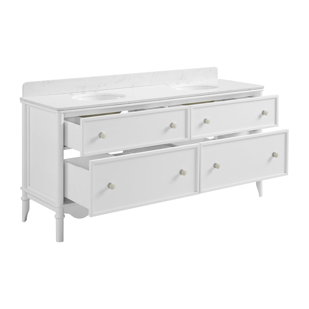 Juliette 72"W x 22"D Double Sink Bathroom Vanity | Cultured Marble Top