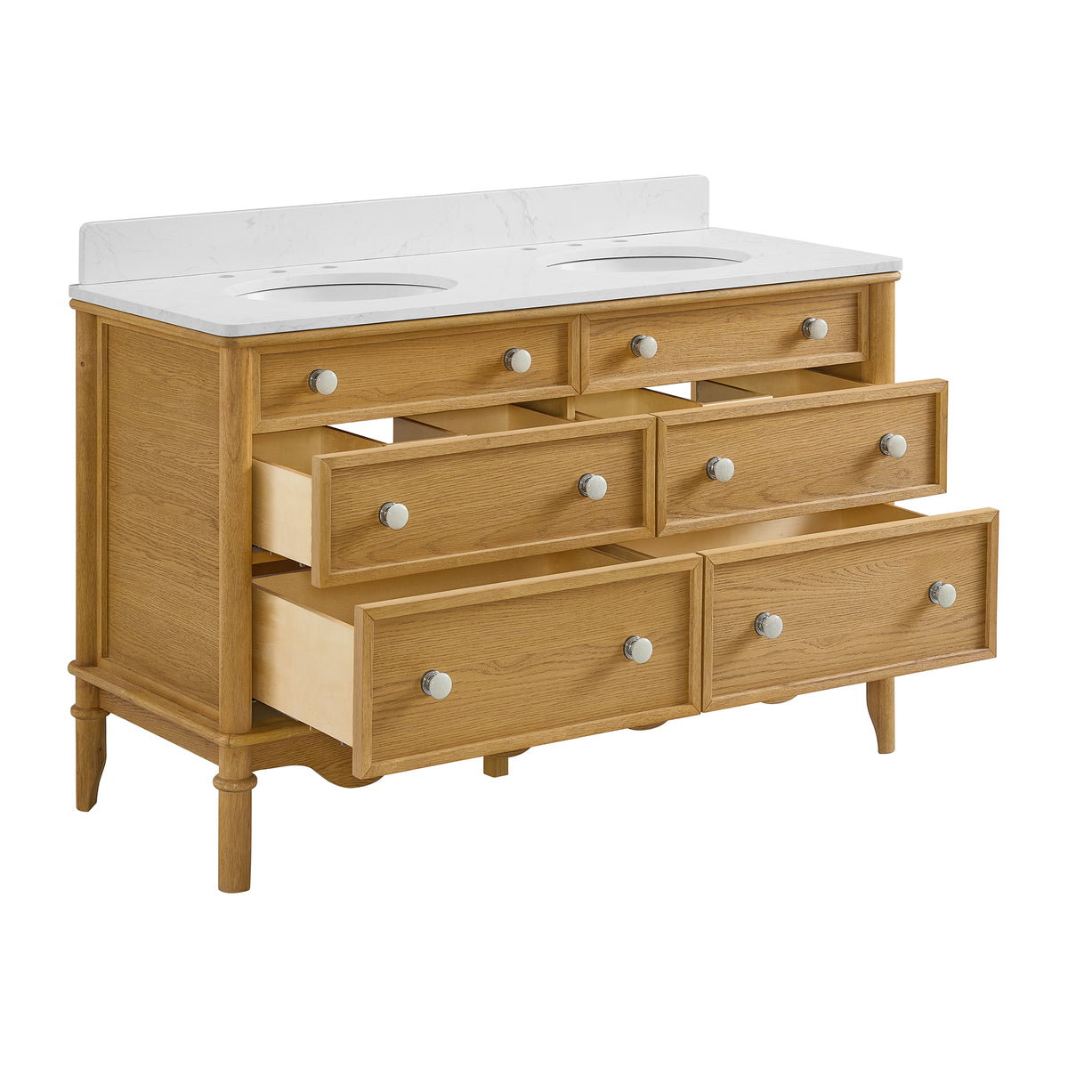 Juliette 54"W x 22"D Double Sink Bathroom Vanity with Cultured Marble Top
