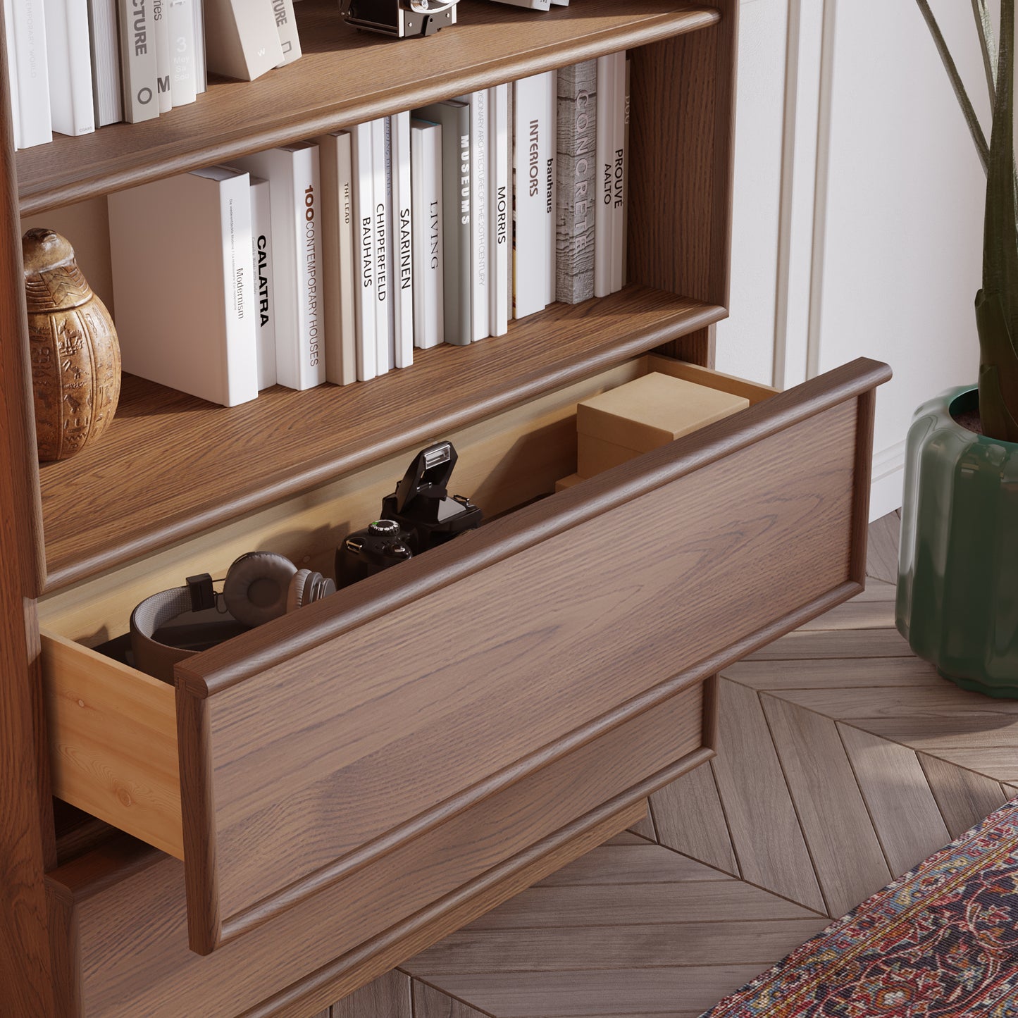 Cooper 72" Mid-Century Walnut Bookshelves