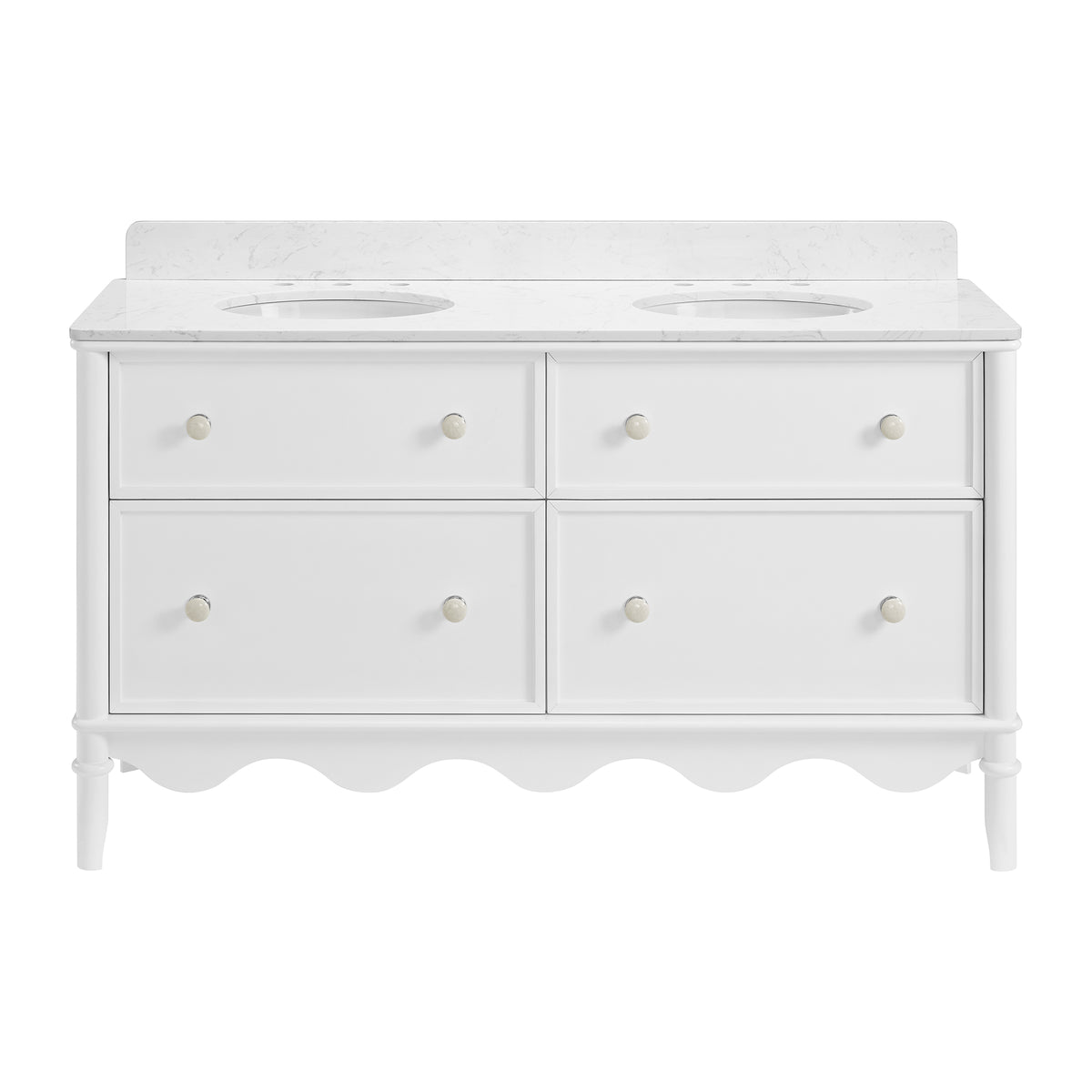 Juliette 60"W x 22"D Double Sink Bathroom Vanity with Cultured Marble Top