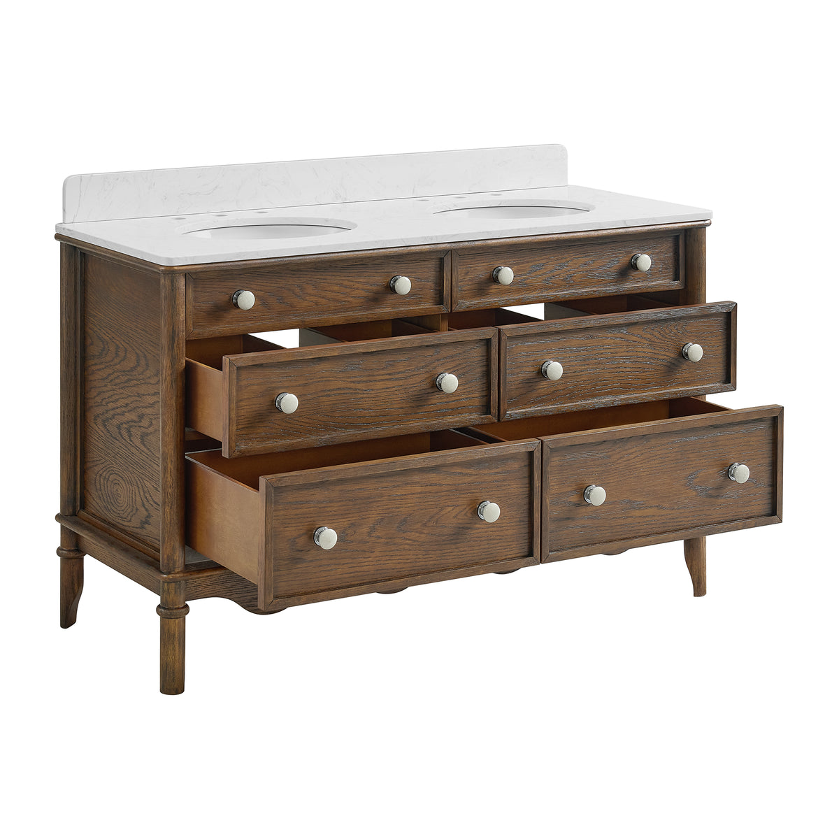 Juliette 54" Bathroom Vanity in Enhanced Brown Oak | Cultured Marble Countertop