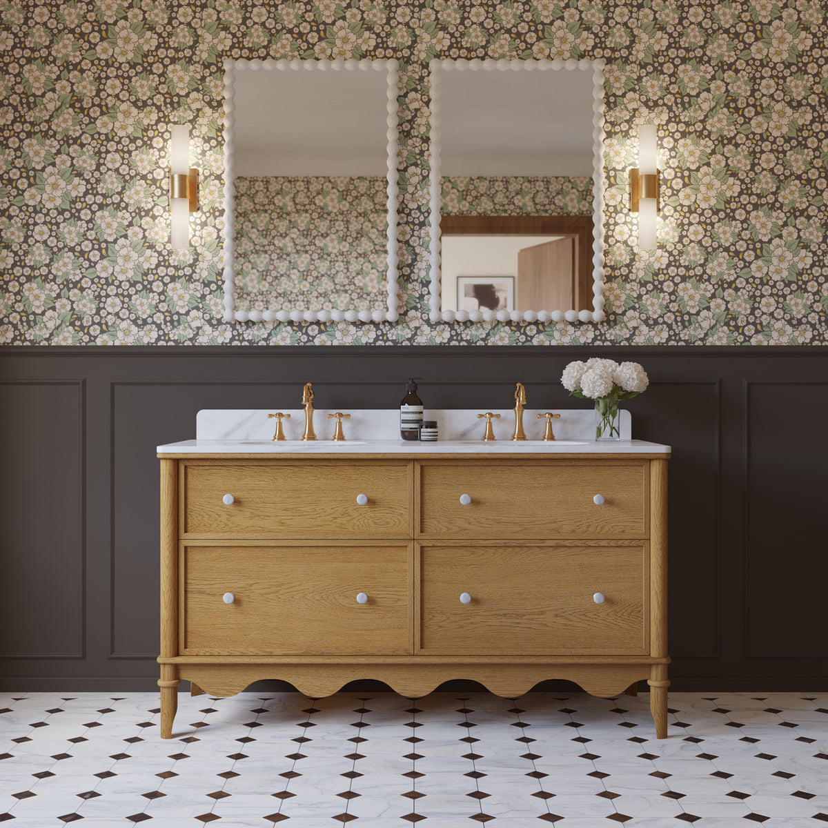 Juliette 60"W x 22"D Double Sink Bathroom Vanity with Cultured Marble Top