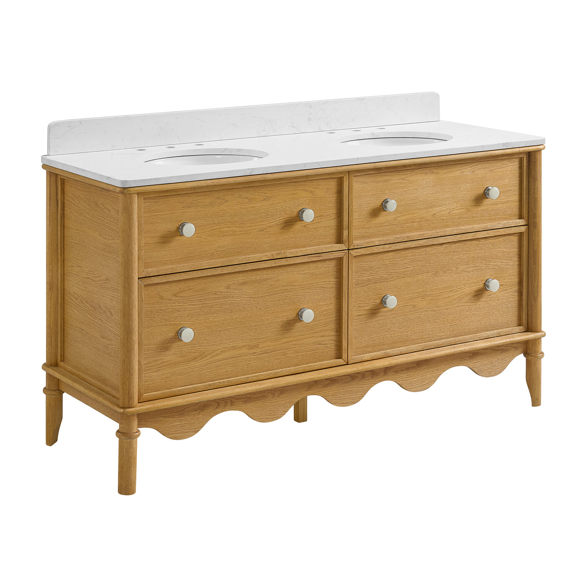 Juliette 60"W x 22"D Double Sink Bathroom Vanity with Cultured Marble Top