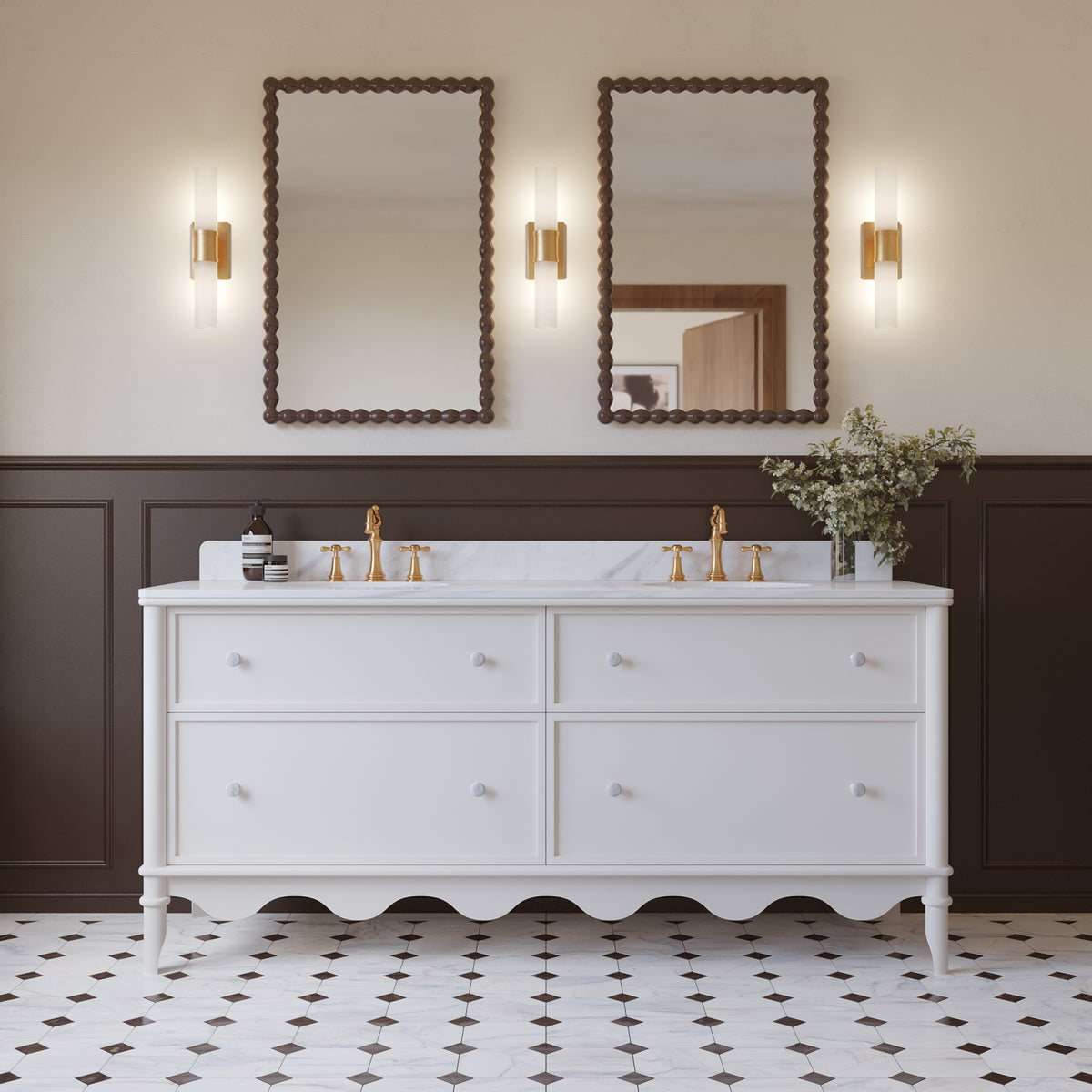 Juliette 72"W x 22"D Double Sink Bathroom Vanity | Cultured Marble Top