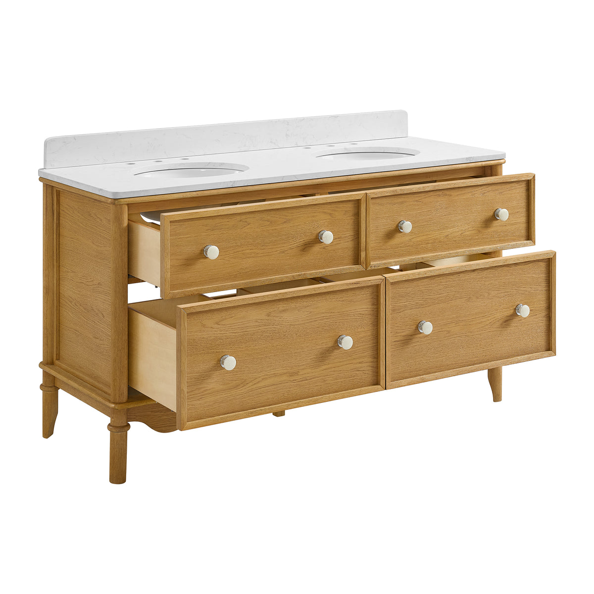Juliette 60"W x 22"D Double Sink Bathroom Vanity with Cultured Marble Top