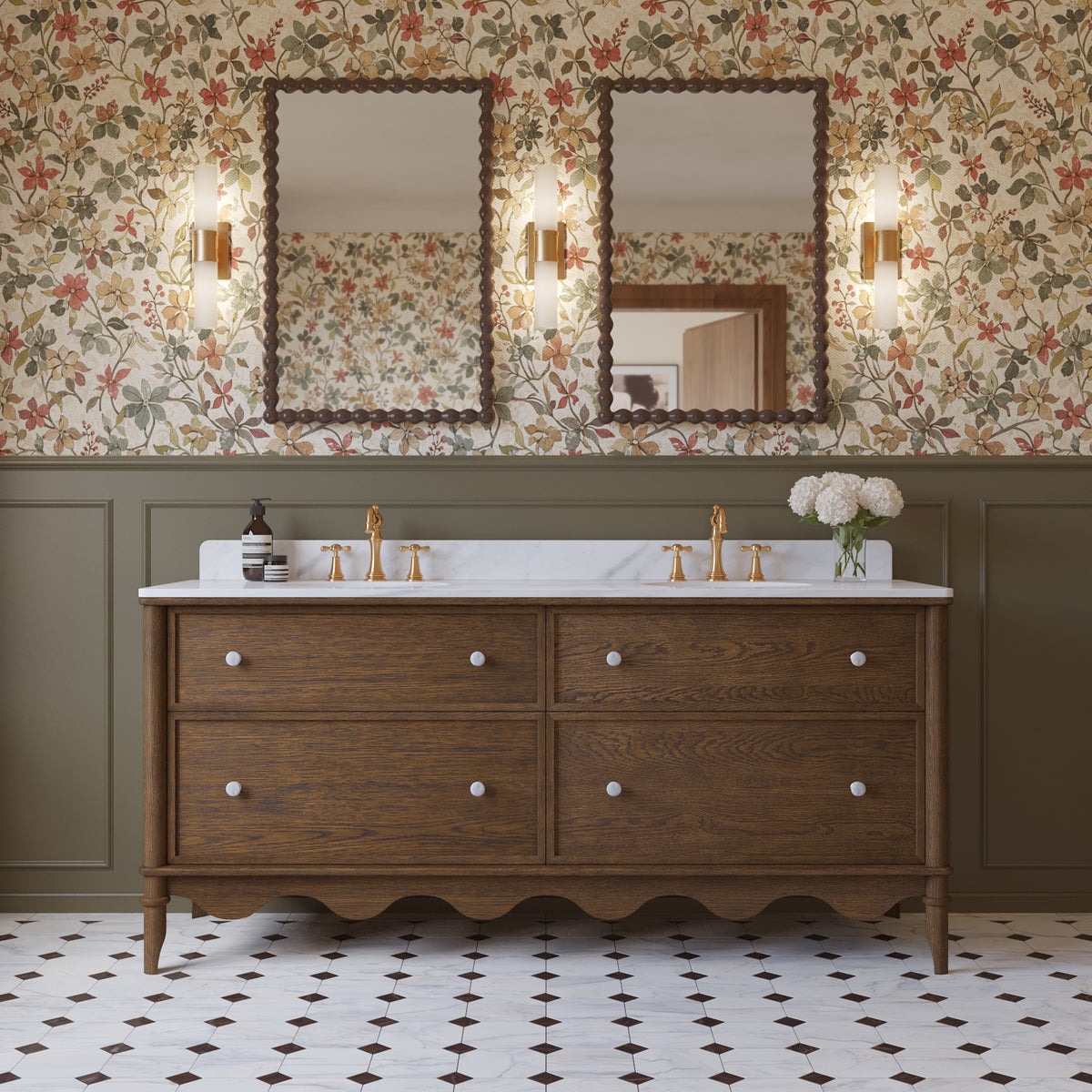 Juliette 72"W x 22"D Double Sink Bathroom Vanity with Cultured Marble Top