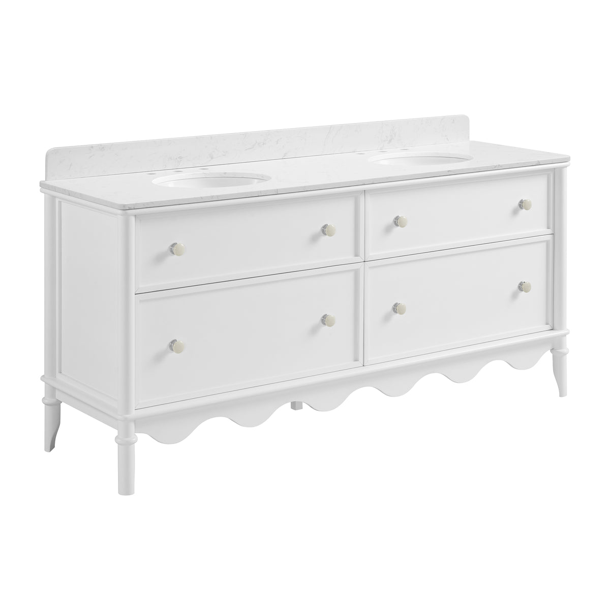 Juliette 72"W x 22"D Double Sink Bathroom Vanity | Cultured Marble Top