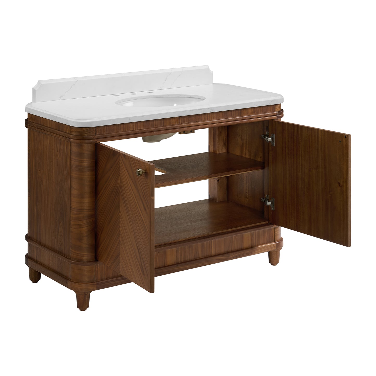 Tamara 48" Single Bathroom Vanity in Chevron Walnut and Statuario Quartz
