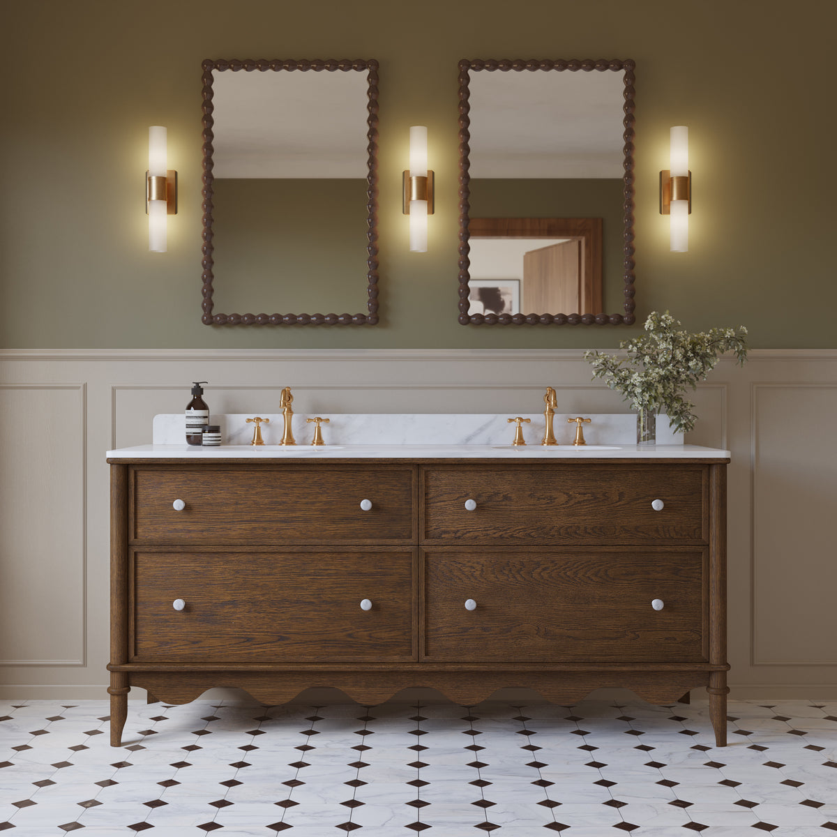 Juliette 72"W x 22"D Double Sink Bathroom Vanity with Cultured Marble Top