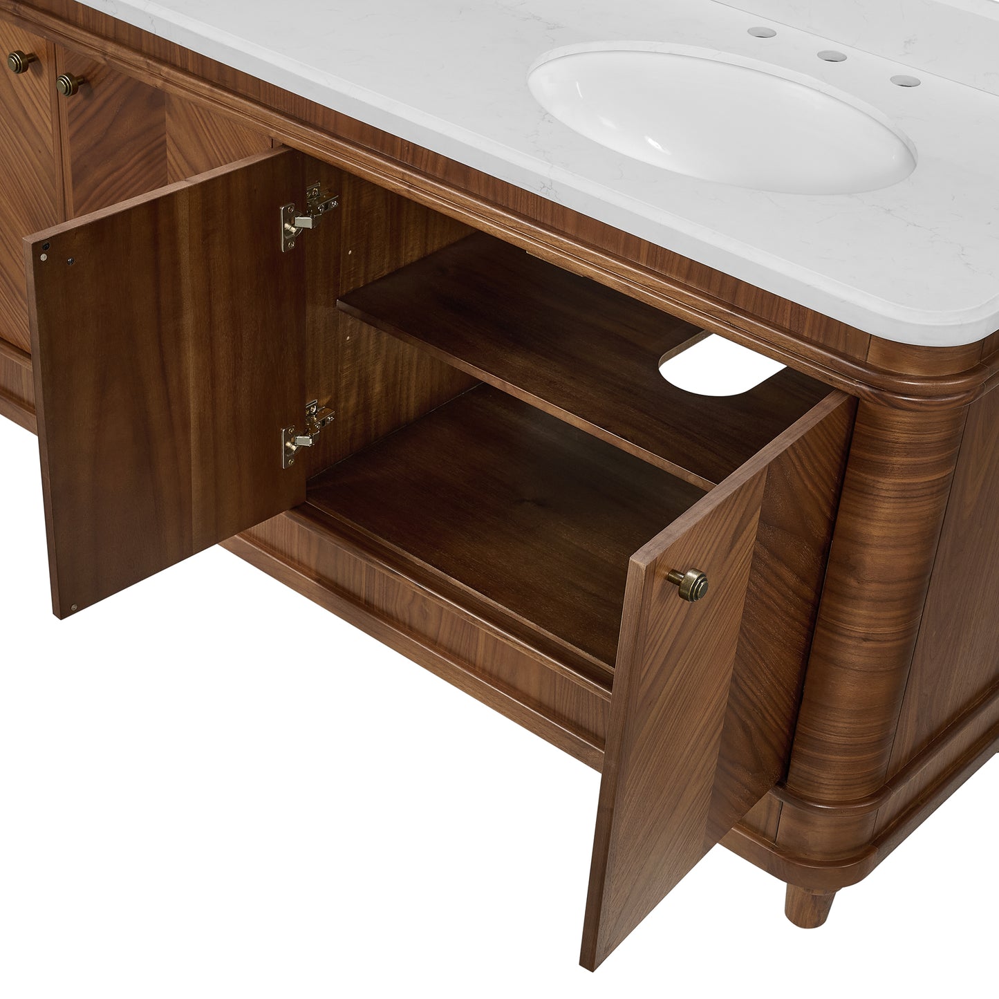 Tamara 72" Double Bathroom Vanity in Chevron Walnut and Statuario Quartz