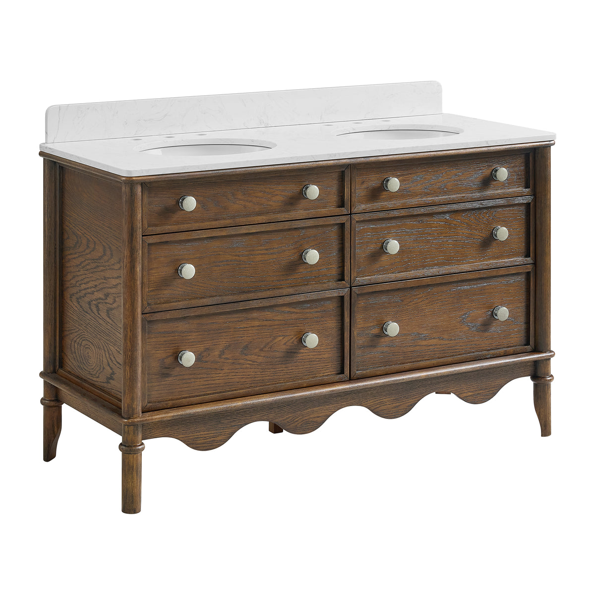 Juliette 54" Bathroom Vanity in Enhanced Brown Oak | Cultured Marble Countertop
