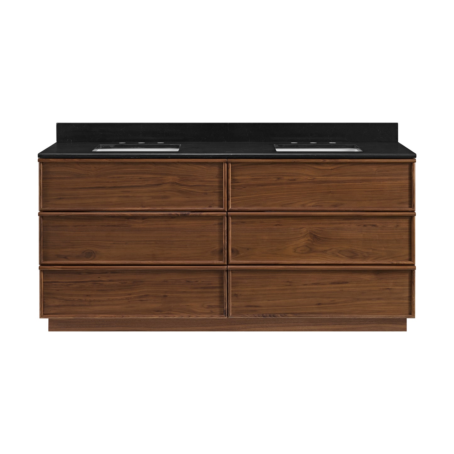 Cooper 72" Double Sink Bathroom Vanity in Natural Walnut with Quartz Top