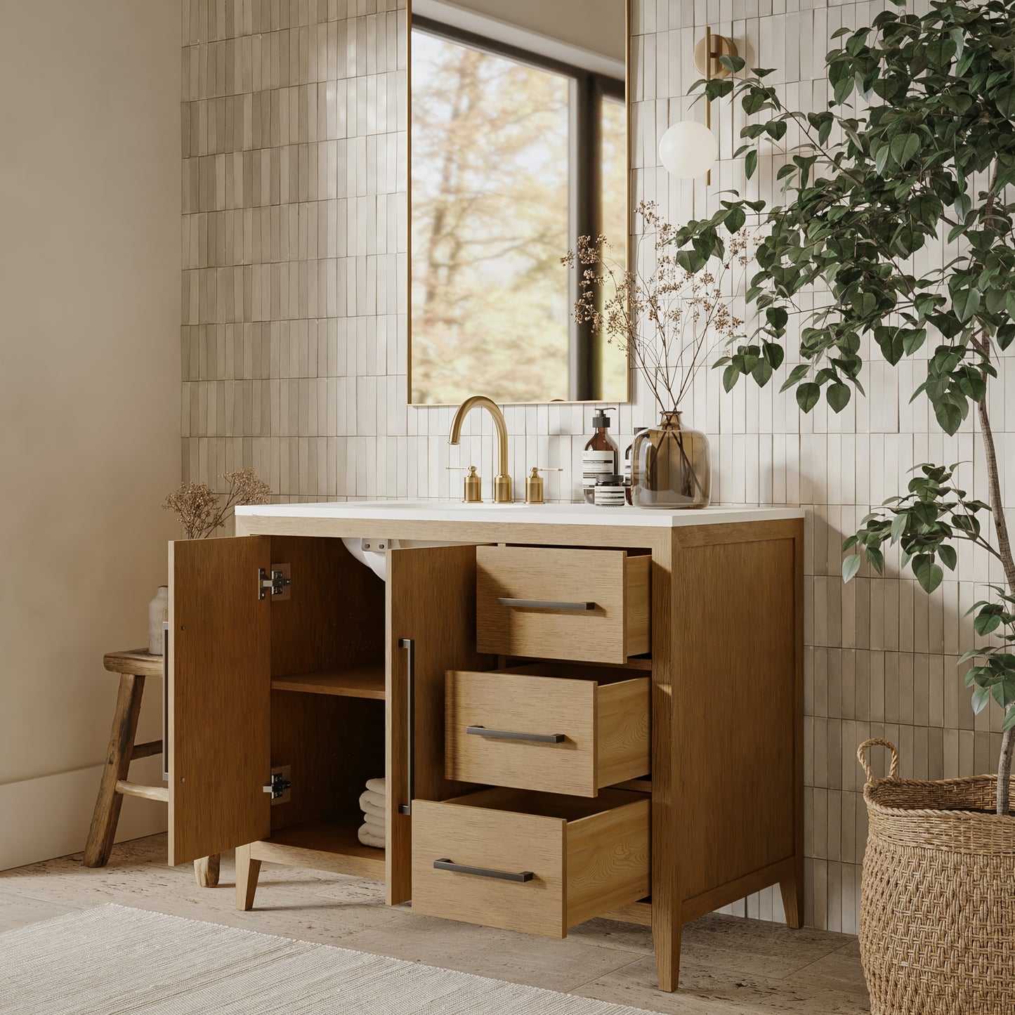 Bergen 42'' Single Bathroom Vanity | Calacatta Gold Quartz Top
