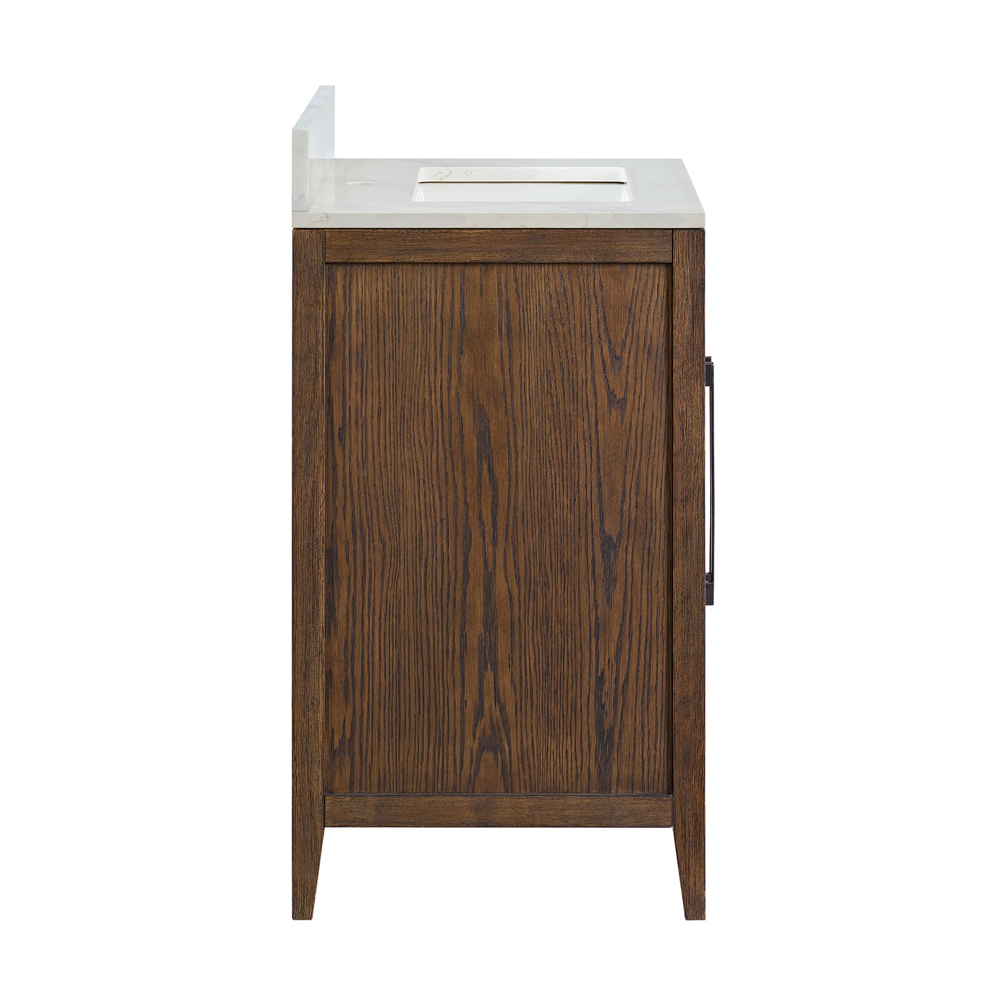 Apothecary 24W X 22D-Inch Single Bathroom Vanity With Fluted Glass Doors | Calacatta Quartz Countertop