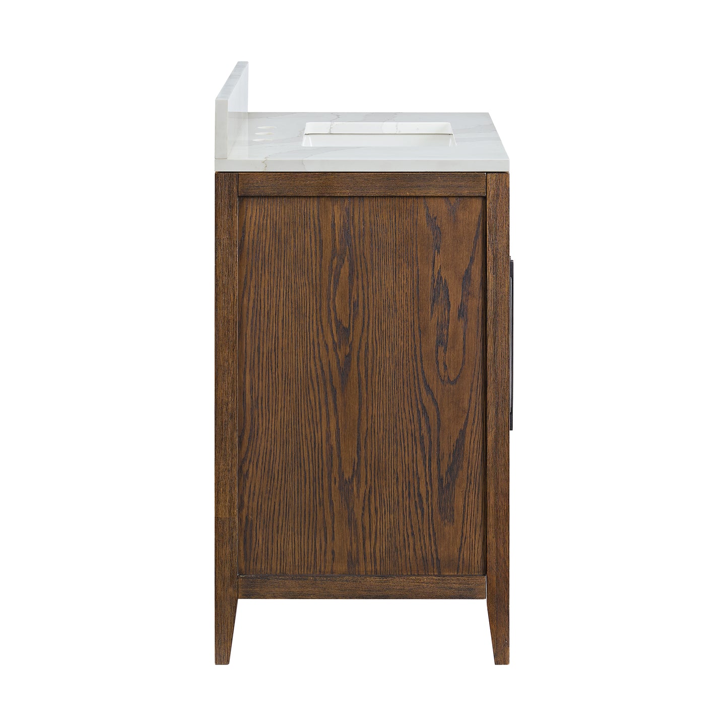 Apothecary 30W X 22D-Inch Single Bathroom Vanity With Fluted Glass Doors | Calacatta Quartz Countertop