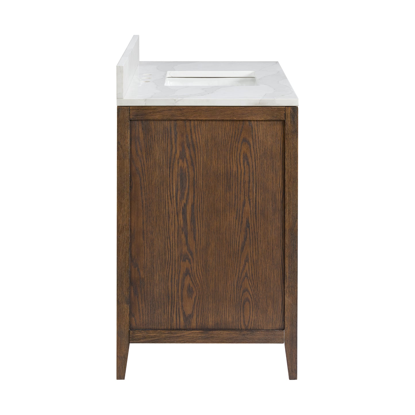 Apothecary 42W X 22D-Inch Single Bathroom Vanity With Fluted Glass Doors | Calacatta Quartz Countertop