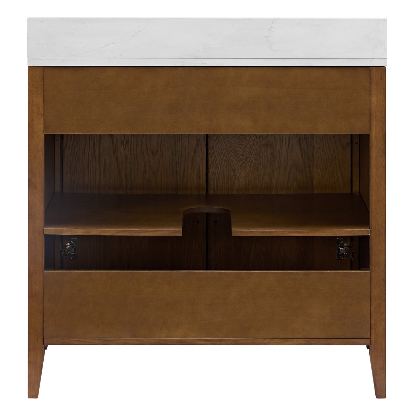 Bergen 36"W x 22"D Single Sink Bathroom Vanity | Enhanced Brown Oak | Calacatta Gold Quartz