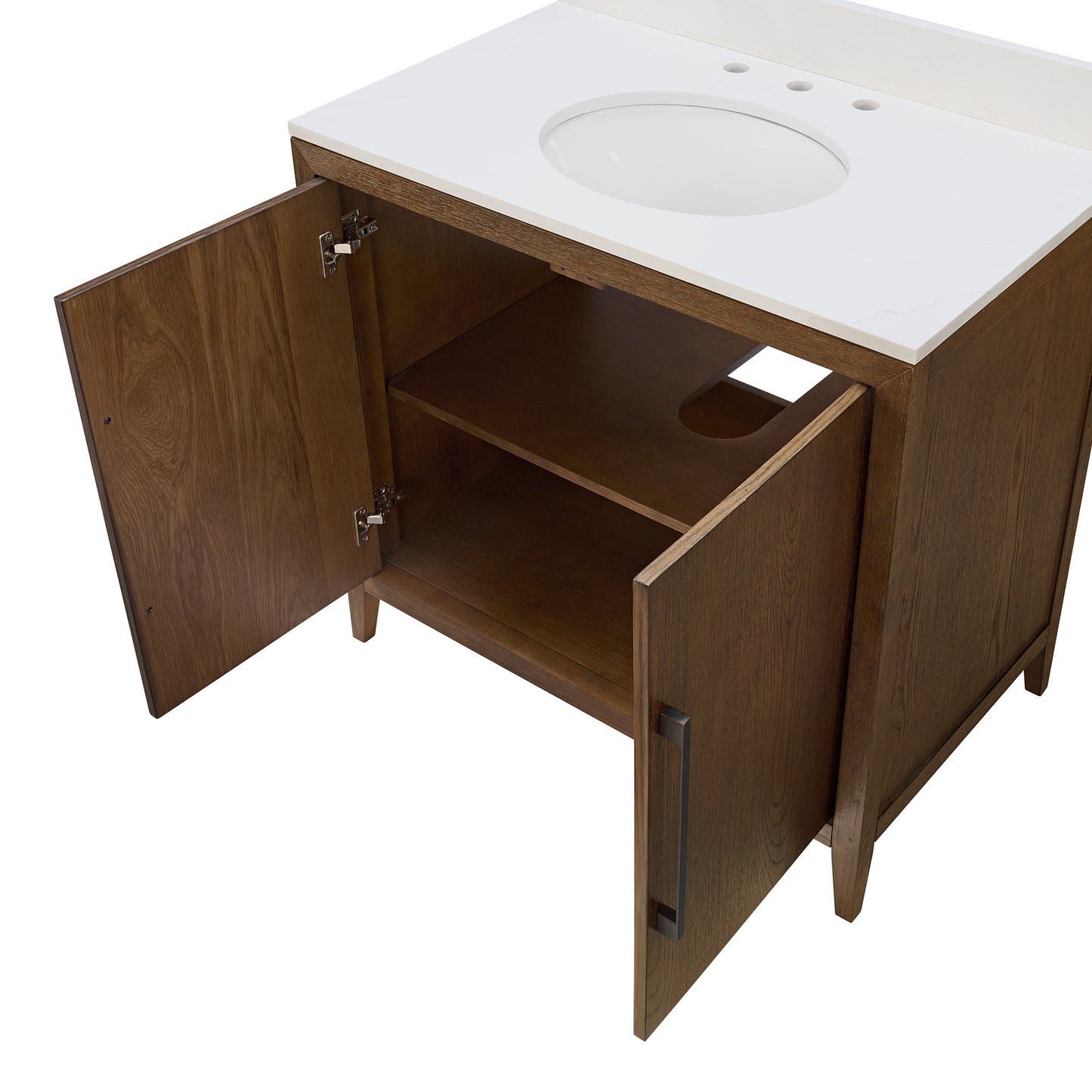 Bergen 36"W x 22"D Single Sink Bathroom Vanity | Enhanced Brown Oak | Calacatta Gold Quartz