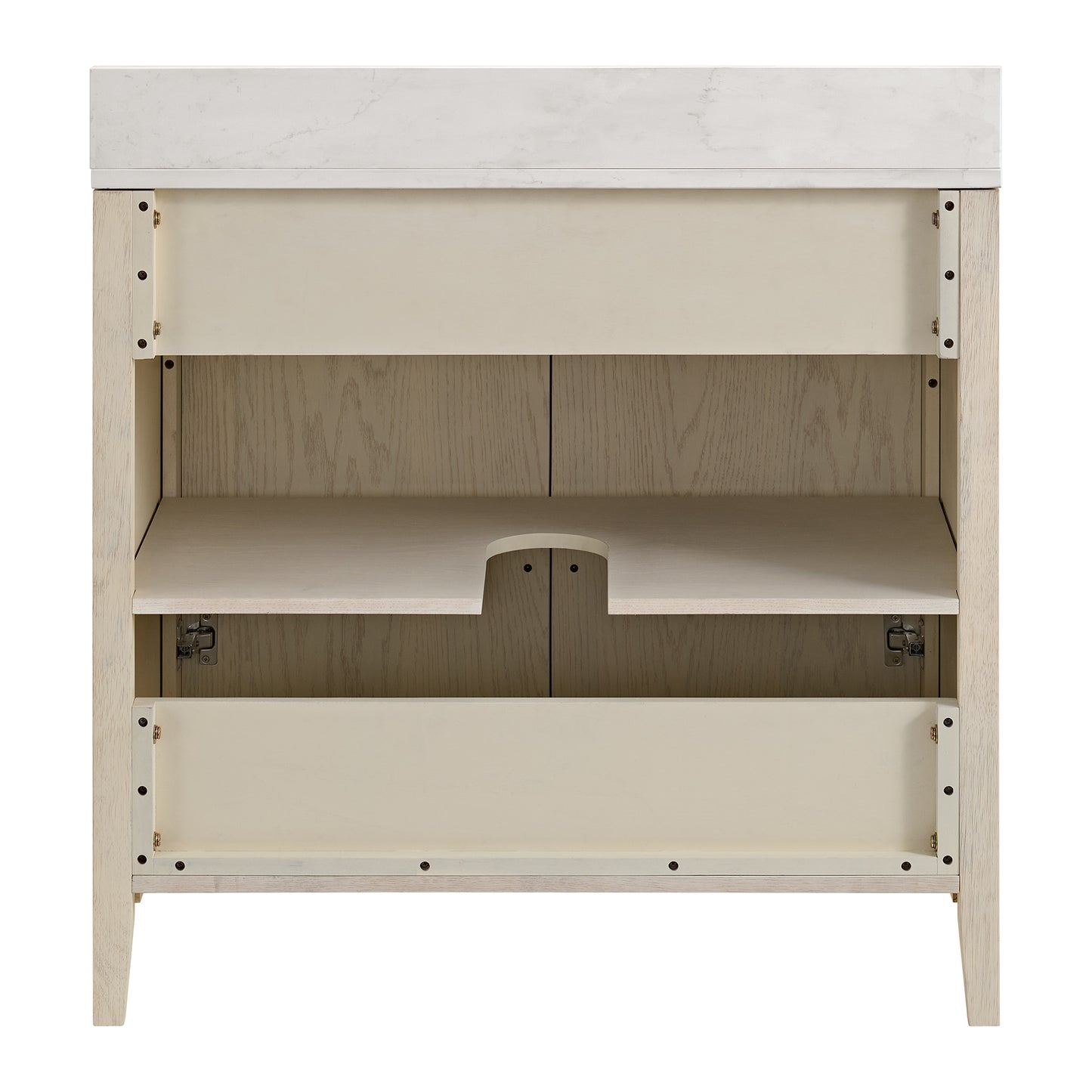 Bergen 36" Single Bathroom Vanity | Enhanced White Oak | Calacatta Gold Quartz