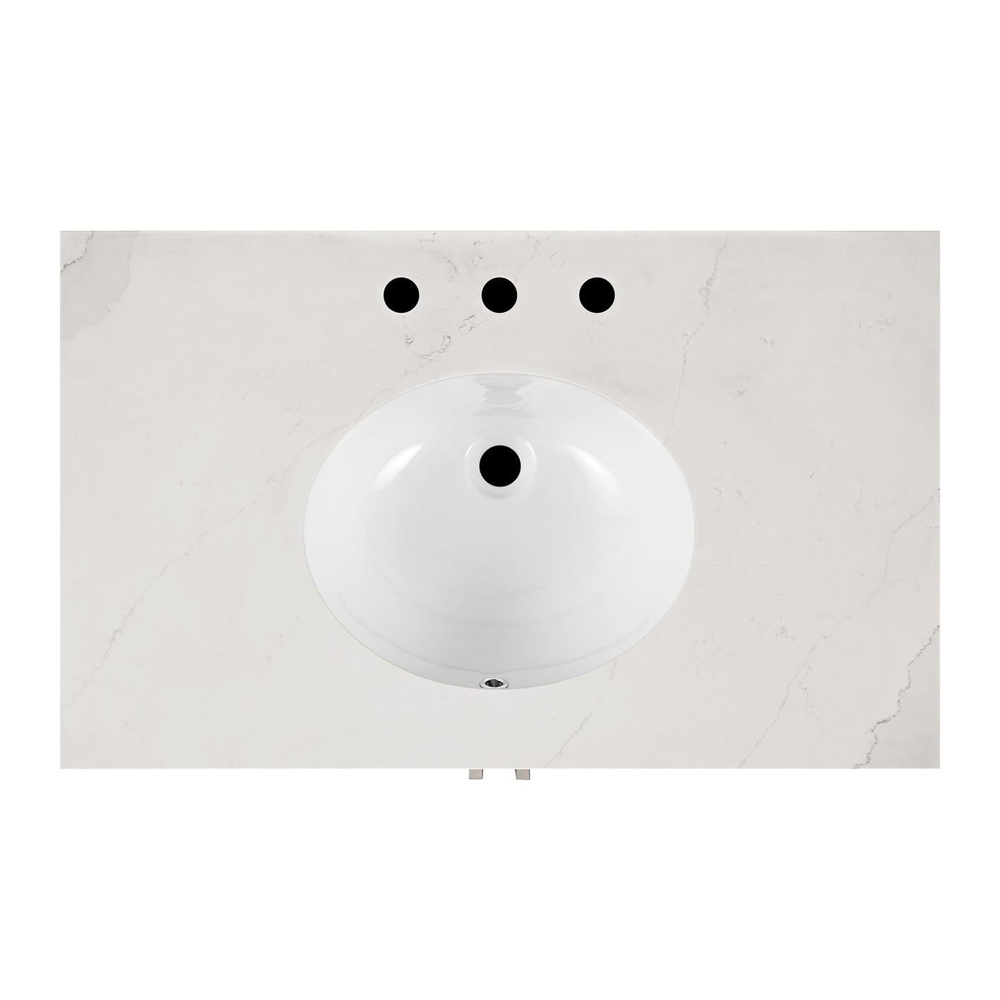 Bergen 36" Single Bathroom Vanity | Enhanced White Oak | Calacatta Gold Quartz