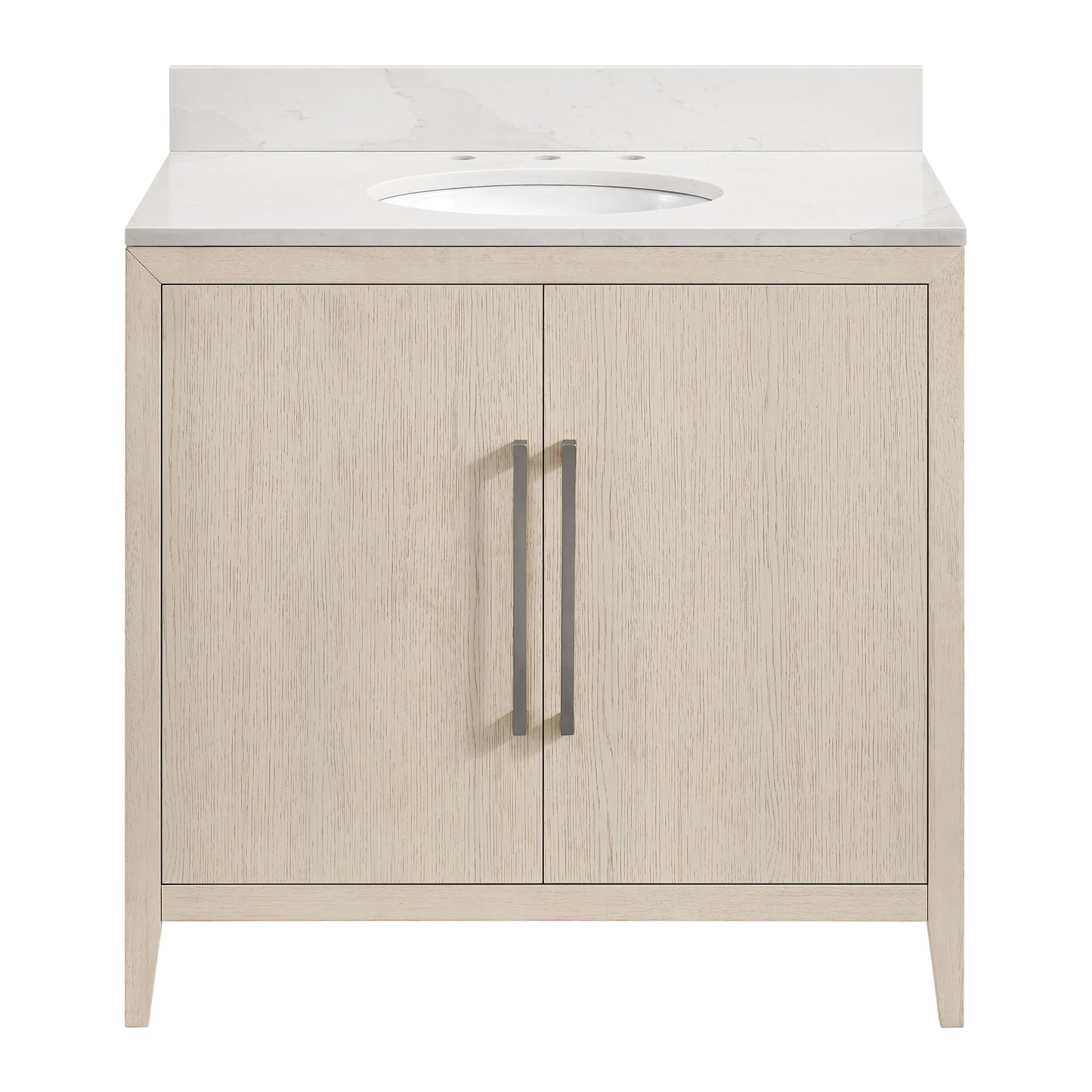 Bergen 36" Single Bathroom Vanity | Enhanced White Oak | Calacatta Gold Quartz