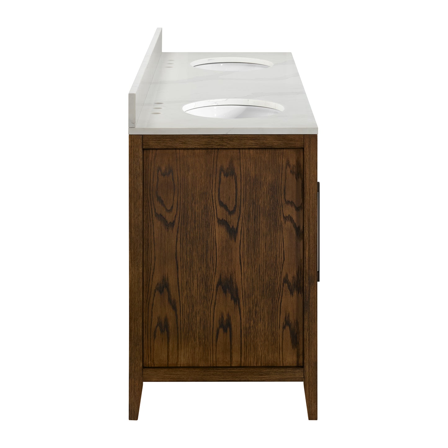 Bergen 72" Double Bathroom Vanity | Enhanced Brown Oak | Calacatta Gold Quartz