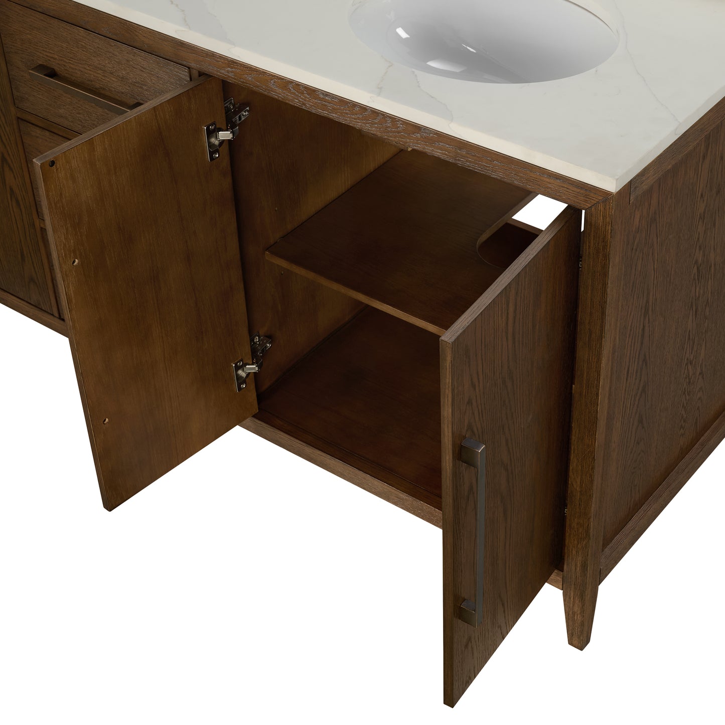 Bergen 72" Double Bathroom Vanity | Enhanced Brown Oak | Calacatta Gold Quartz