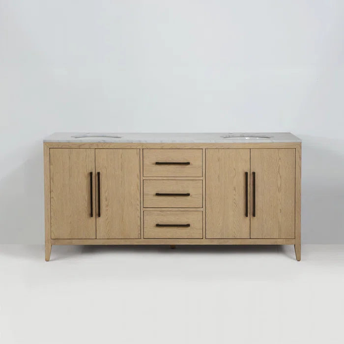 Bergen 72" Double Bathroom Vanity with Marble Top