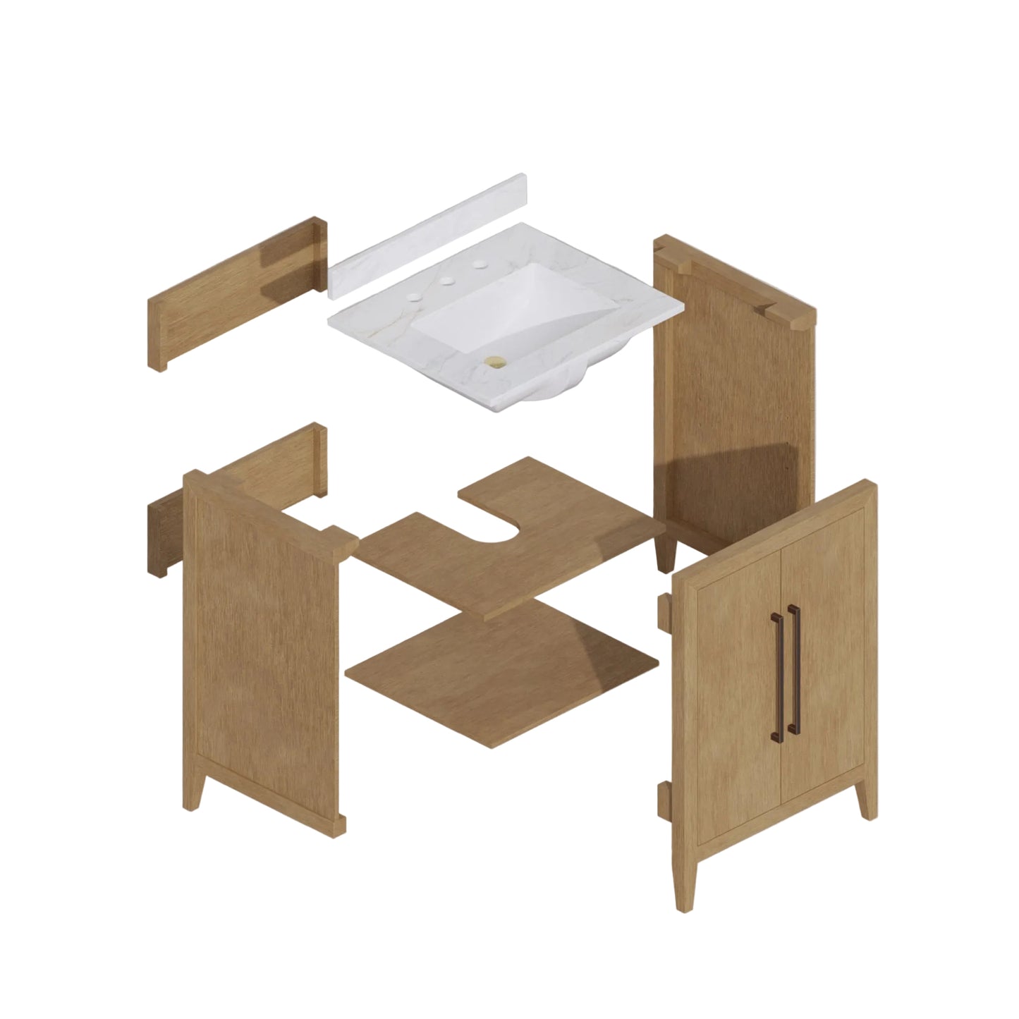 Bergen 24"W x 20"D RTA Single Bathroom Vanity | Calacatta Gold Quartz Countertop