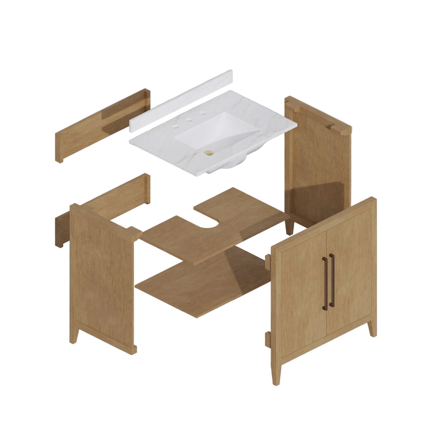 Bergen 30"W x 20"D Single Bathroom Vanity | Calacatta Gold Quartz Countertop