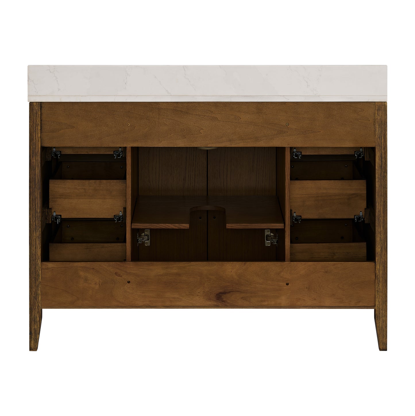 Bergen 48" Double Bathroom Vanity in Enhanced Brown Oak | Calacatta Gold Quartz Countertop