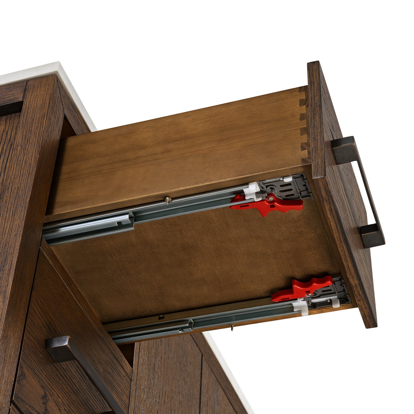 Bergen 48" Double Bathroom Vanity in Enhanced Brown Oak | Calacatta Gold Quartz Countertop