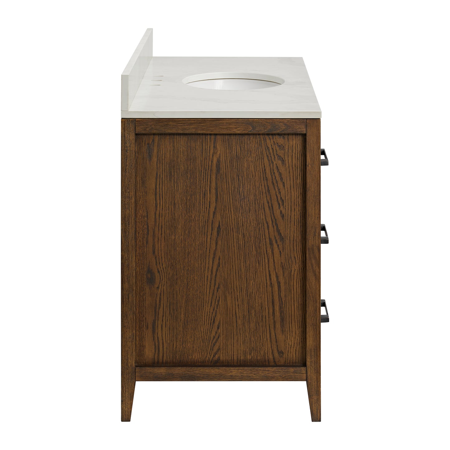 Bergen 48" Double Bathroom Vanity in Enhanced Brown Oak | Calacatta Gold Quartz Countertop