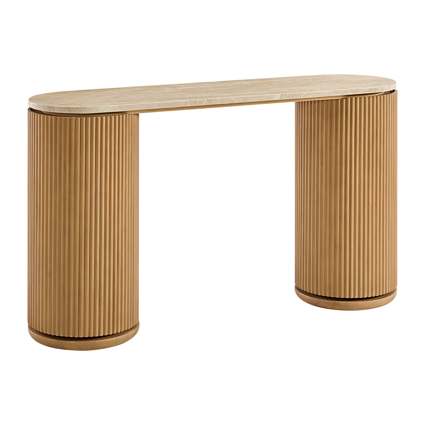 Aster 52" Reeded Console Table With Travertine Top