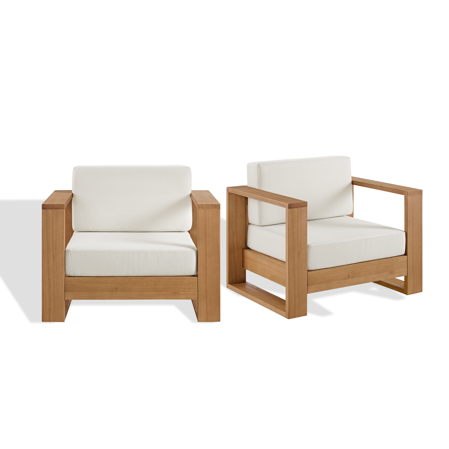 Set of 2 Basel 39" Outdoor Lounge Chairs In Oiled Eucalyptus