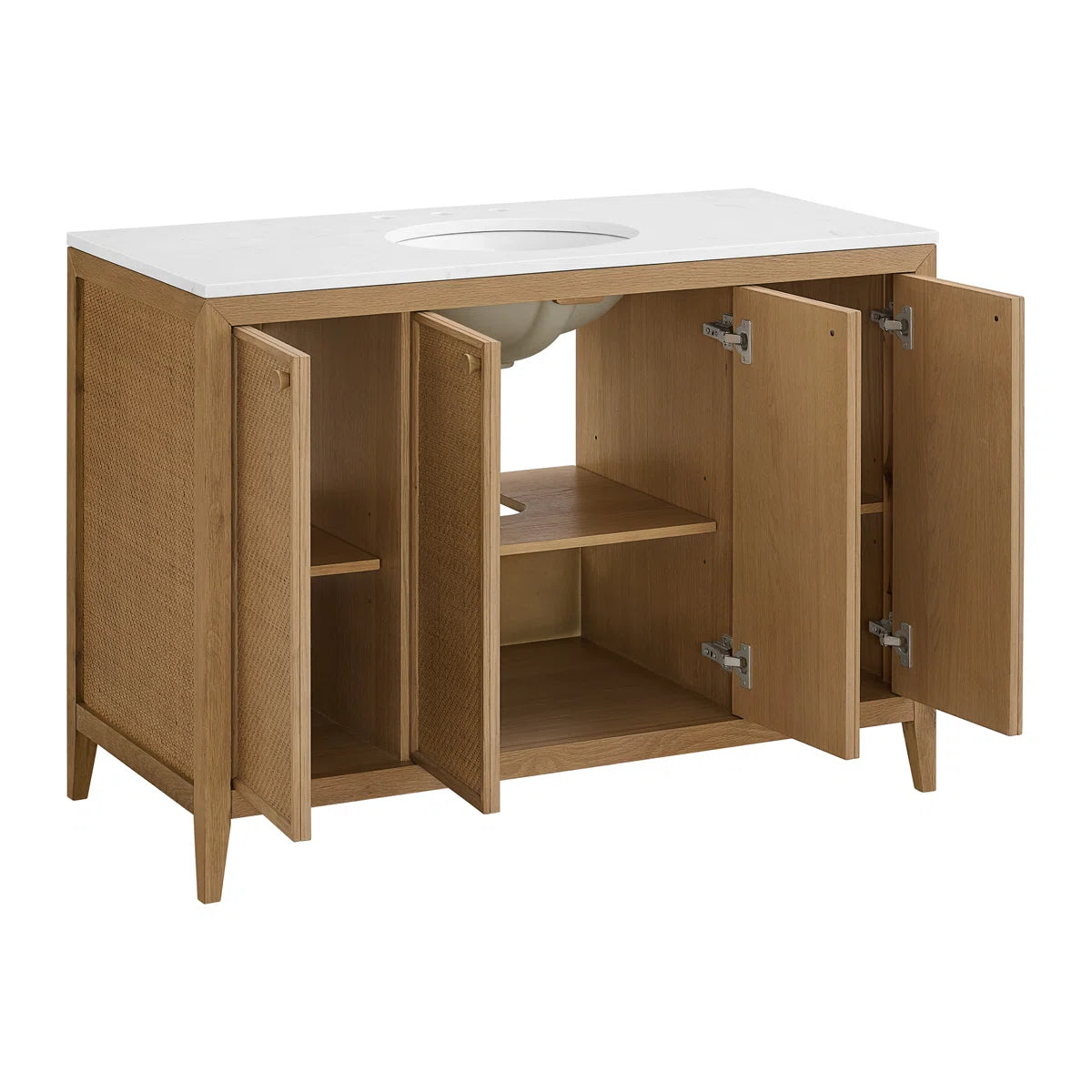 Benita 48" Single Sink Bathroom Vanity in Rattan and Oak | Cultured Marble Countertop