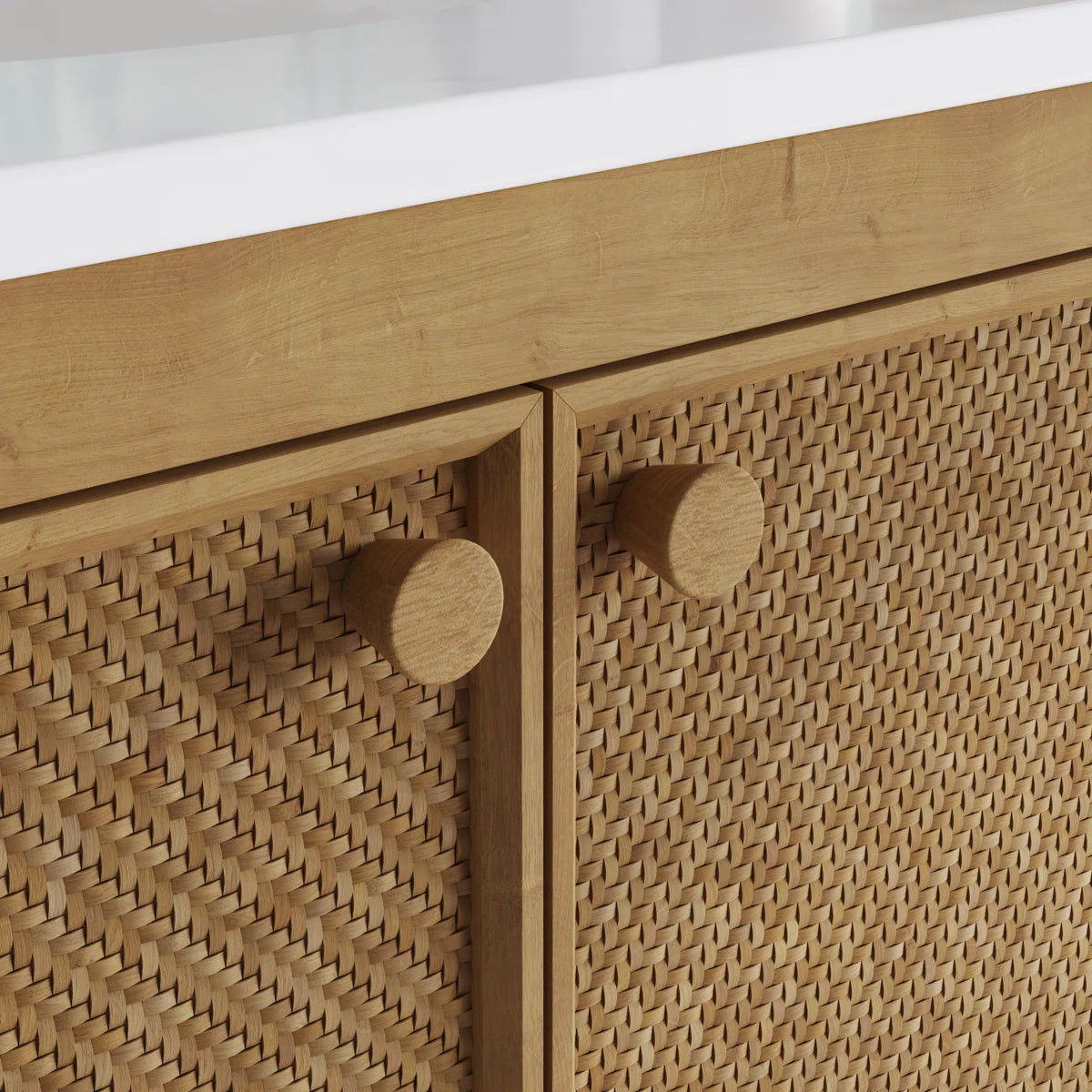 Benita 48" Single Sink Bathroom Vanity in Rattan and Oak | Cultured Marble Countertop